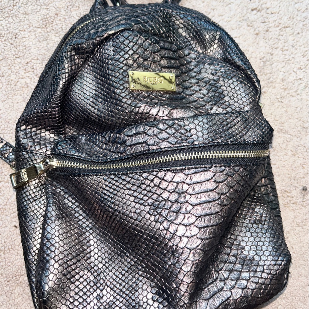 BCBG Faux Alligator Brown Leather Backpack